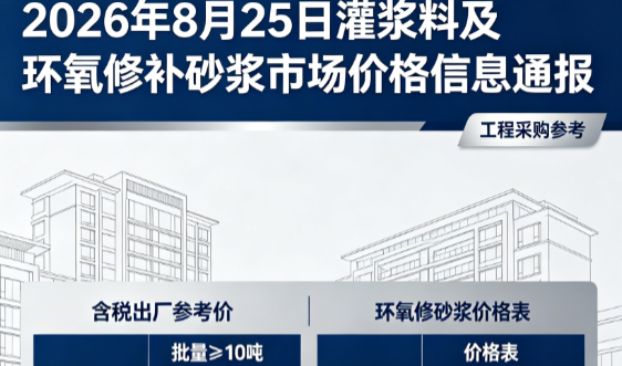 平塘2026年8月25日灌浆料及环氧修补砂浆市场价格信息通报